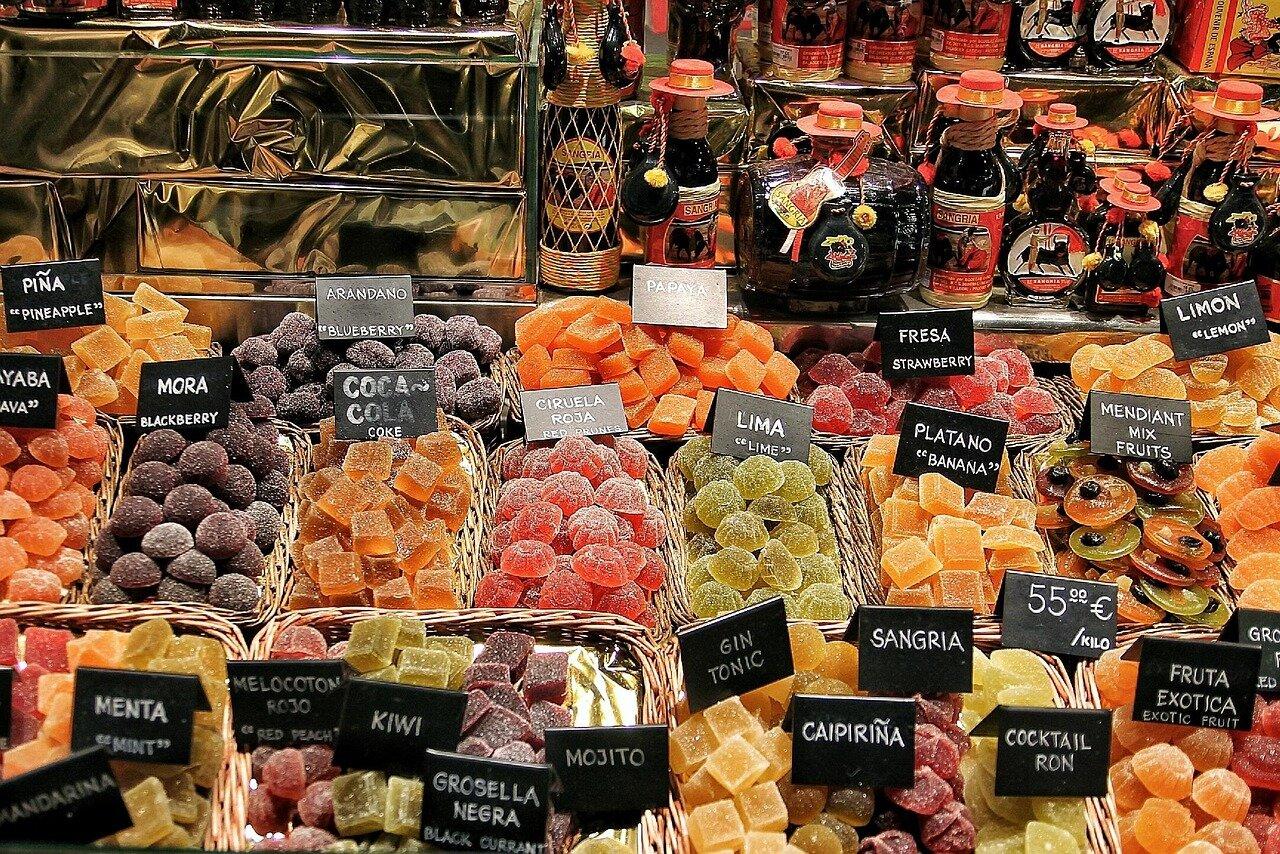 La Boqueria market produce stalls Barcelona