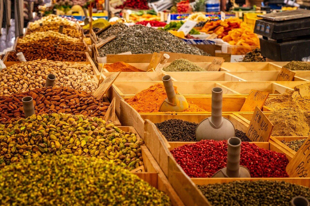 Spanish market food stalls